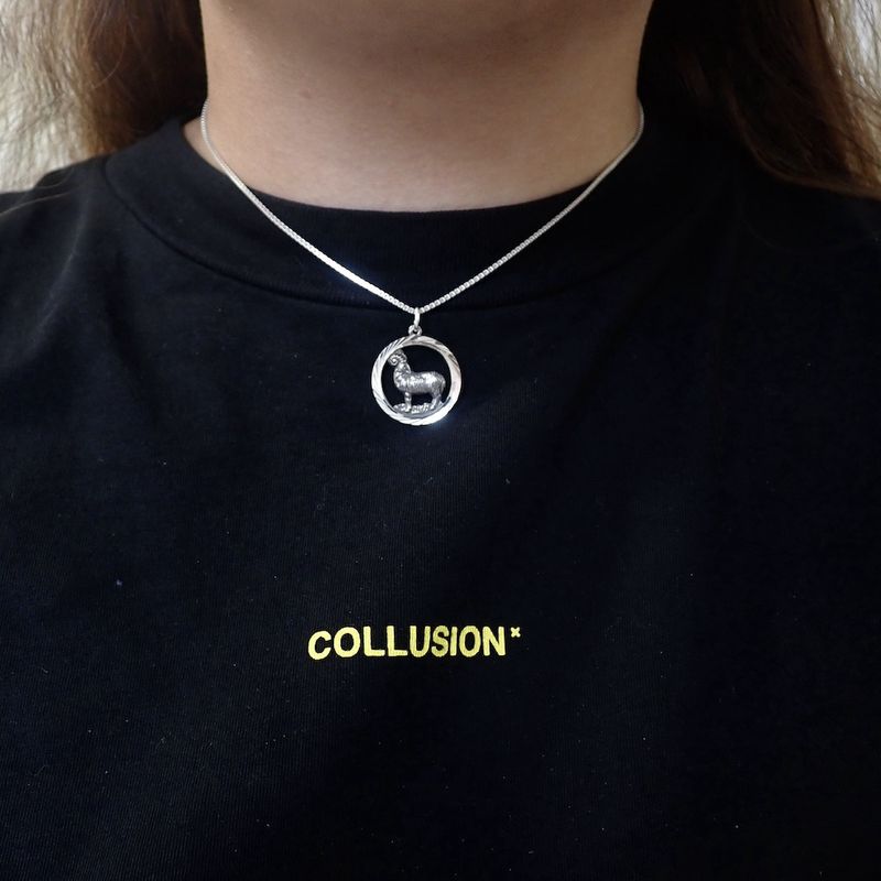 Image 1 of Silver zodiac sign pendant; Taurus