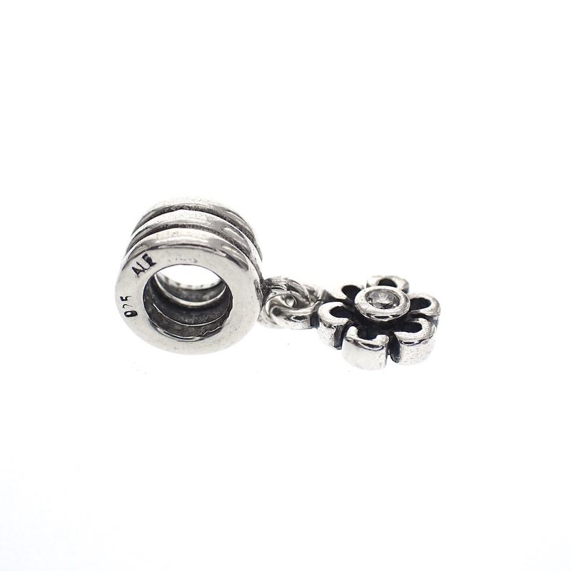 Image 3 of Pandora charm; Silver; Hanging Flower