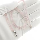 Image 10 of Rose quartz bead necklace with white gold clasp | 51 cm