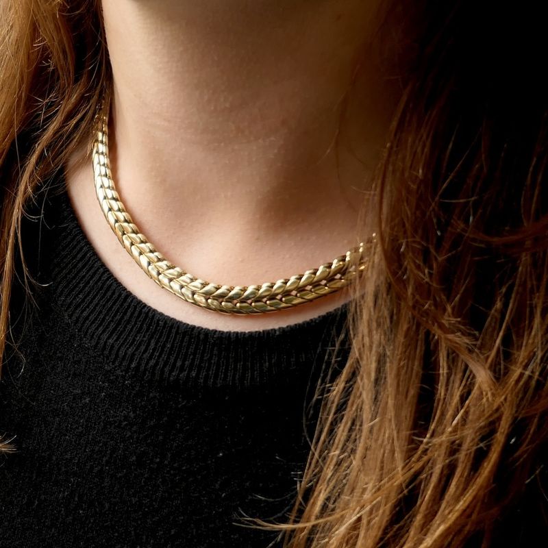 Image 10 of Gold flat foxtail link necklace | 40.5 cm