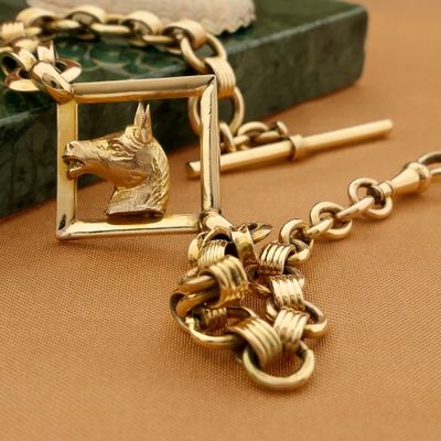 Image 2 of Golden (pocket watch) chain; Chatelaine (for a pocket watch)