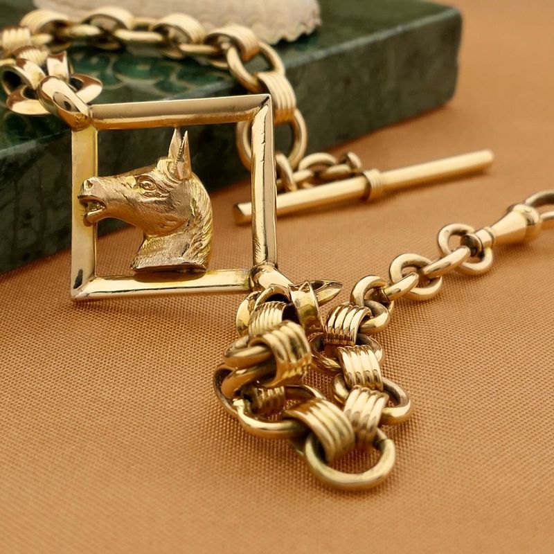 Image 2 of Golden (pocket watch) chain; Chatelaine (for a pocket watch)