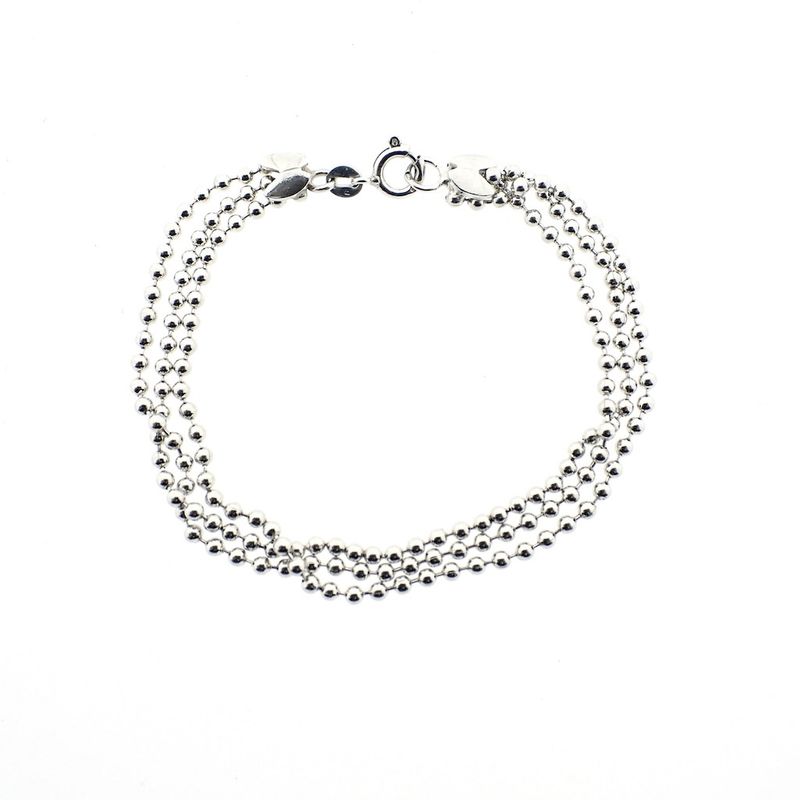 Image 1 of Silver bead link bracelet | 18.5 cm