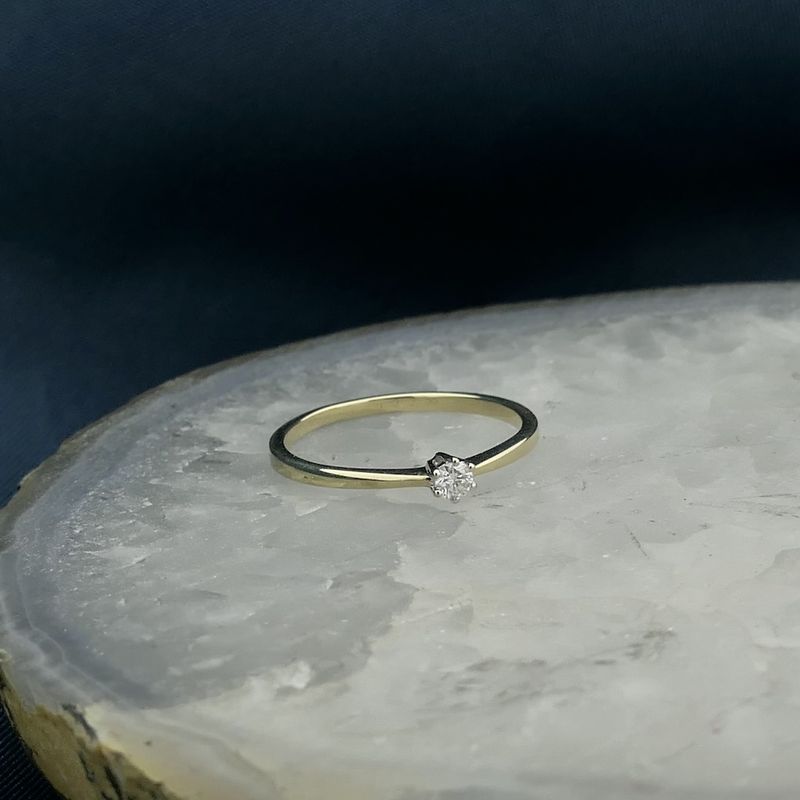 Image 2 of Gold solitaire ring with diamond | 0.07 ct.