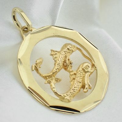 Gold zodiac sign pendant; Pisces Image 2 of Gold zodiac sign pendant; Pisces