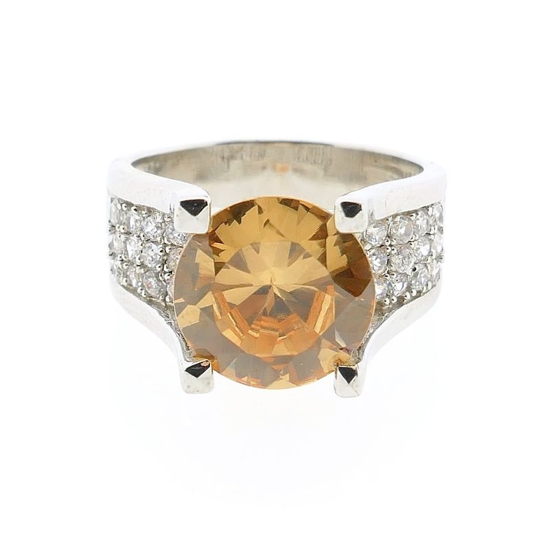 Image 3 of Silver ring with clear zirconia