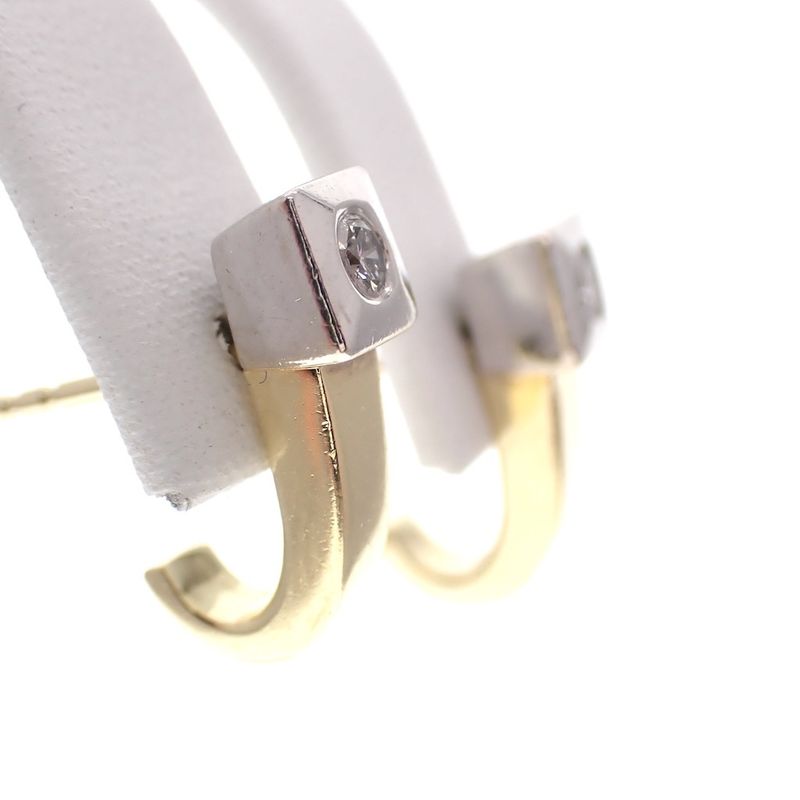 Image 2 of Bicolor gold fantasy stud earrings with diamonds | 0.08 ct.