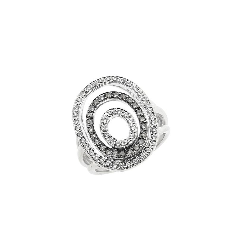 Image 1 of White gold ring with white and champagne diamonds; 0.72 ct.
