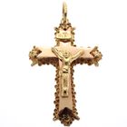 Image 1 of 19th century gold pendant of a cross with corpus INRI; Filigree