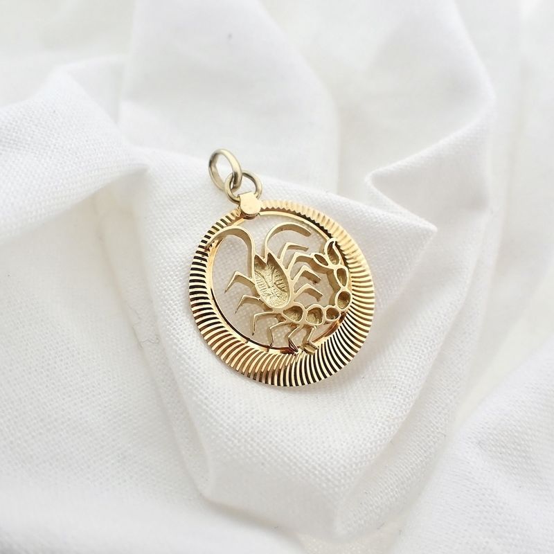 Image 5 of Fabiola gold zodiac sign pendant; Scorpio.