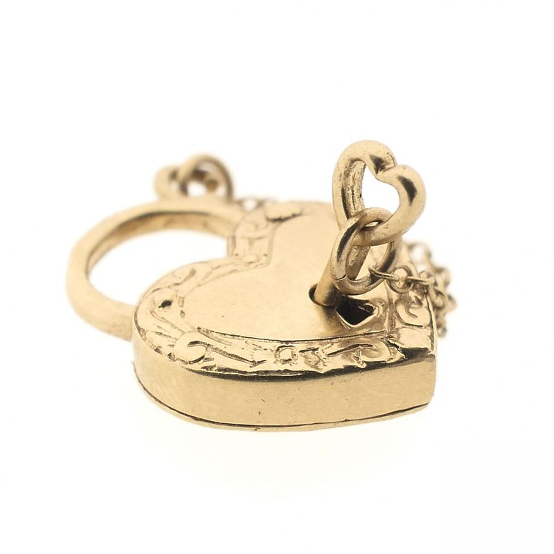 Image 4 of Gold pendant of a heart with a key