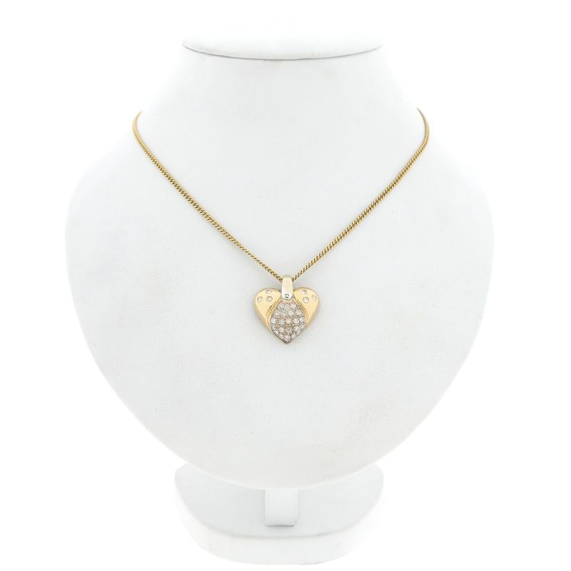 Image 3 of Bicolor gold heart pendant set with diamonds; Approx. 0.70 ct.