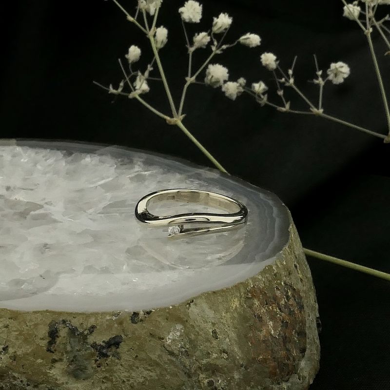 Image 2 of White gold solitaire ring with diamond | 0.03 ct.