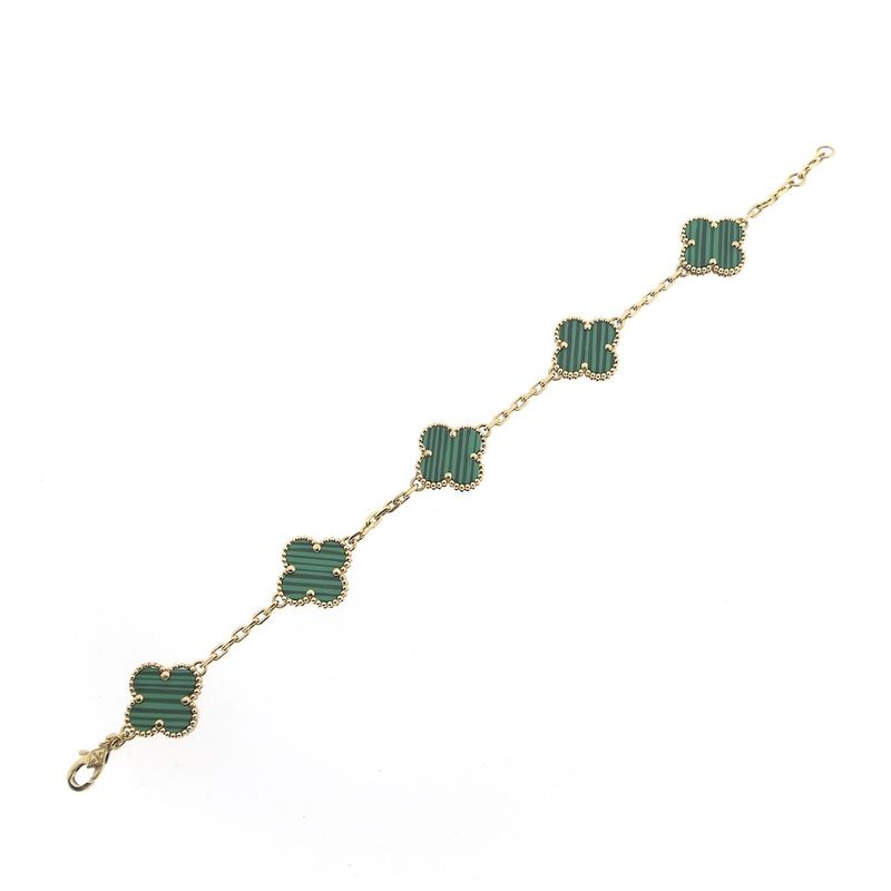 Image 10 of Gold four-leaf clover anchor link bracelet | 16.5 cm - 18.5 cm