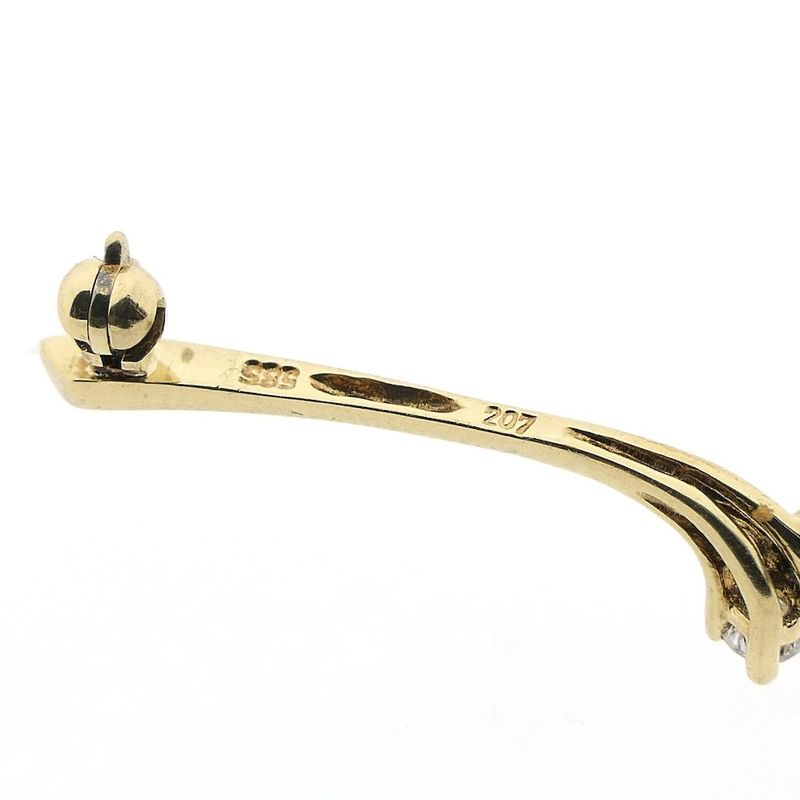 Image 7 of Gold brooch with diamonds; 0.08 ct.
