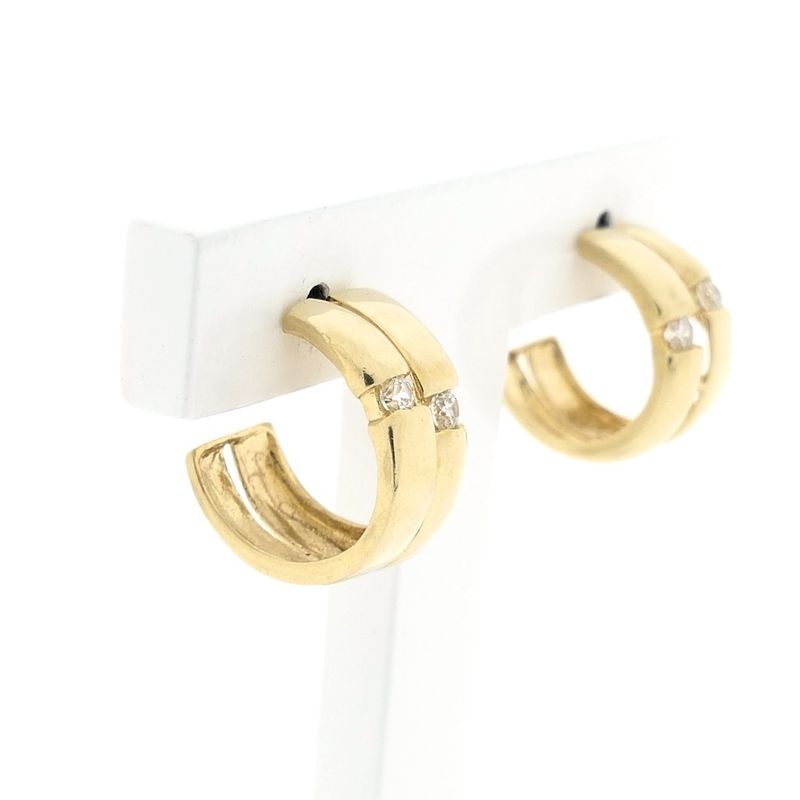 Image 6 of Gold semicircular earrings with zirconia