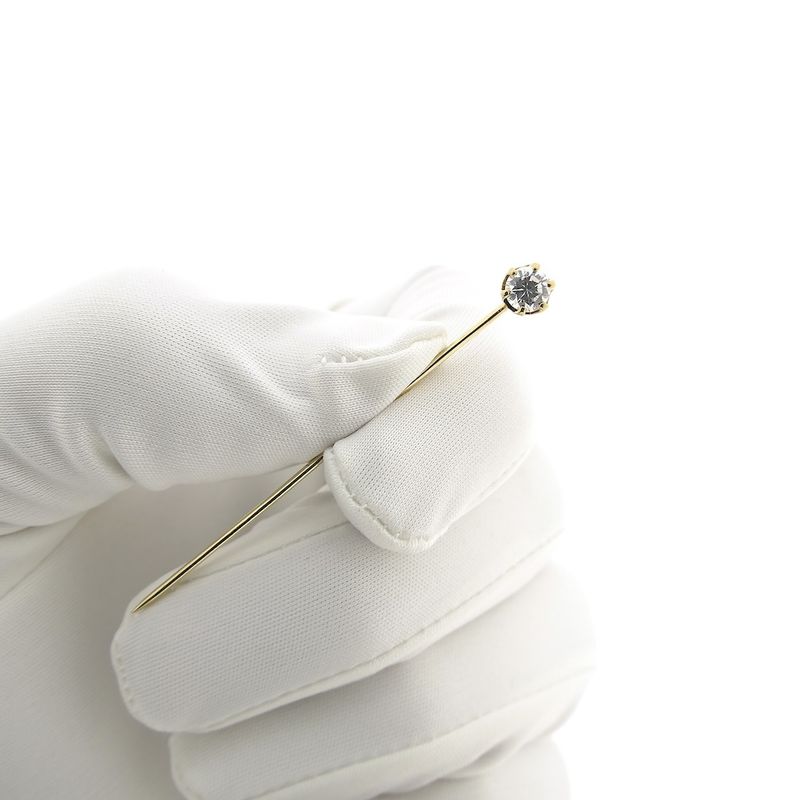 Image 1 of Gold lapel pin with zirconia