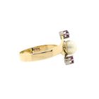 Image 5 of Gold Ring with Cultured Pearl and Ruby; 14K; Size 18.25