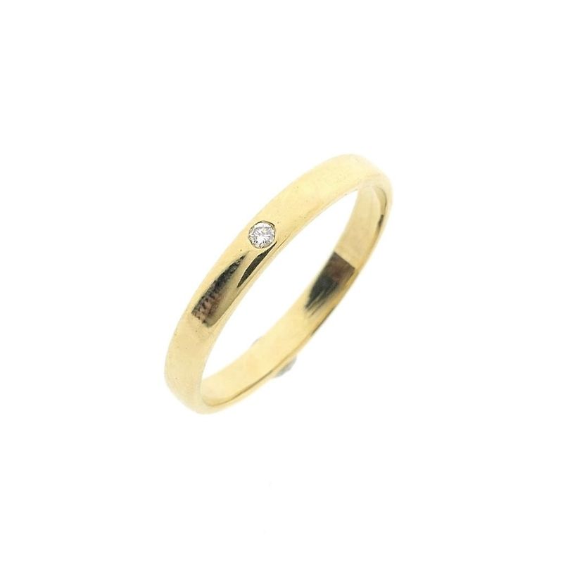 Image 1 of Gold (wedding) ring with diamond; 0.015 ct.