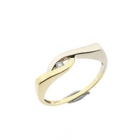 Bicolor gold ring with diamond; 0.02 ct.