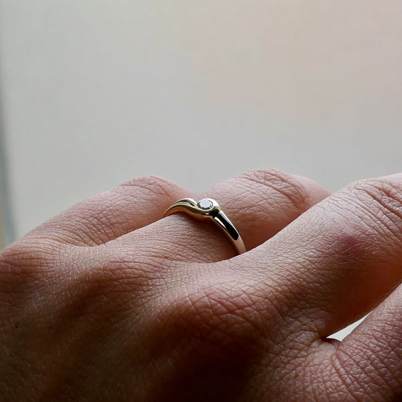 Afbeelding 10 van Bicolor gouden ring met diamant; 0,10 ct.