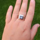 Image 4 of Two-tone gold ring with topaz and diamonds; 0.12 ct.