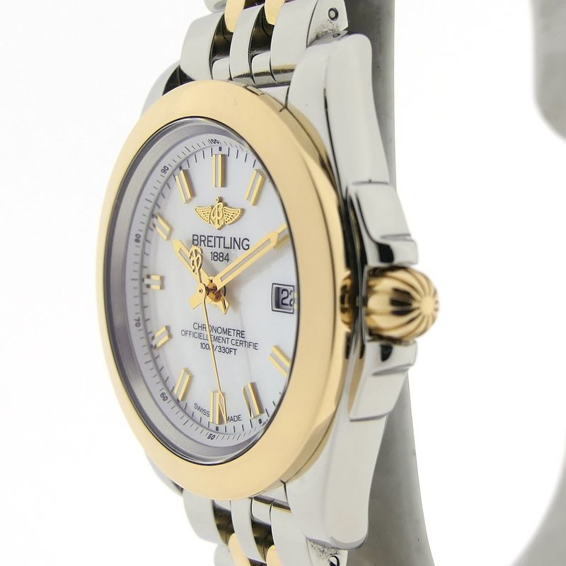 Image 2 of Breitling Galactic 'Sleek' C71330; Gold/steel women's watch with mother-of-pearl dial