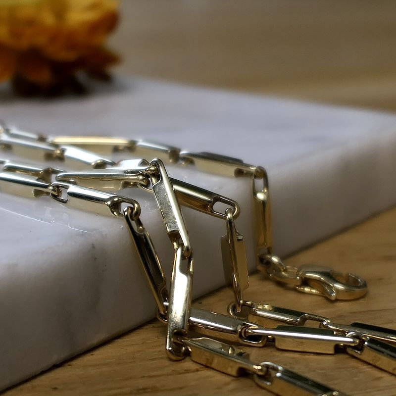 Image 8 of Gold square bar necklace