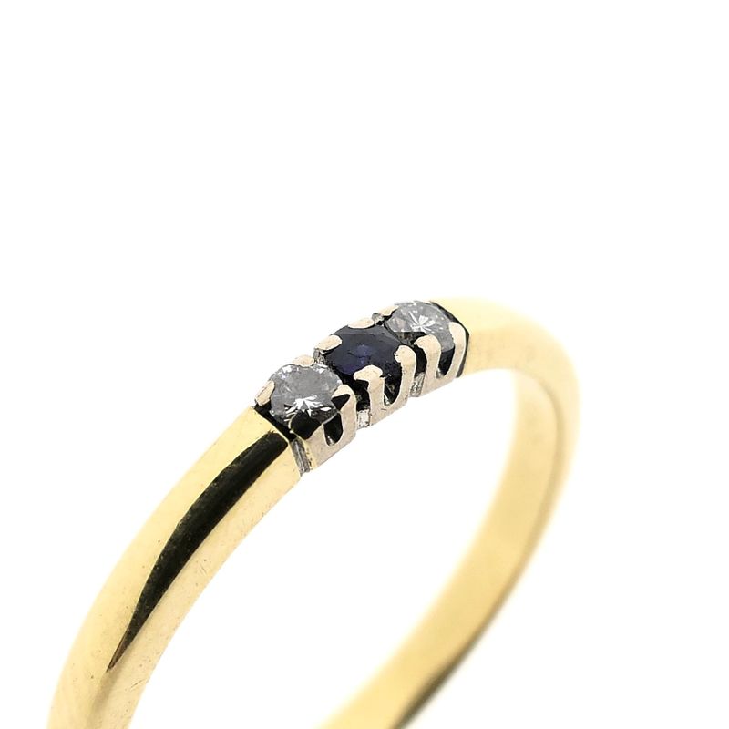 Image 3 of Gold Ring with Sapphire & Diamond; 0.06 ct; 14 Karat; Size 17.5