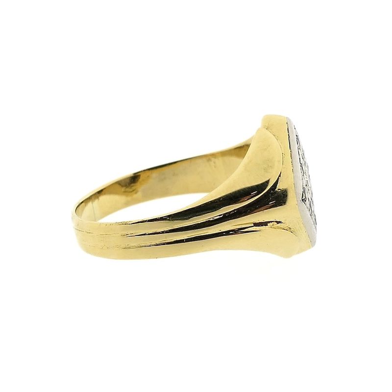 Image 5 of Two-tone gold signet ring with 0.09 ct diamond.
