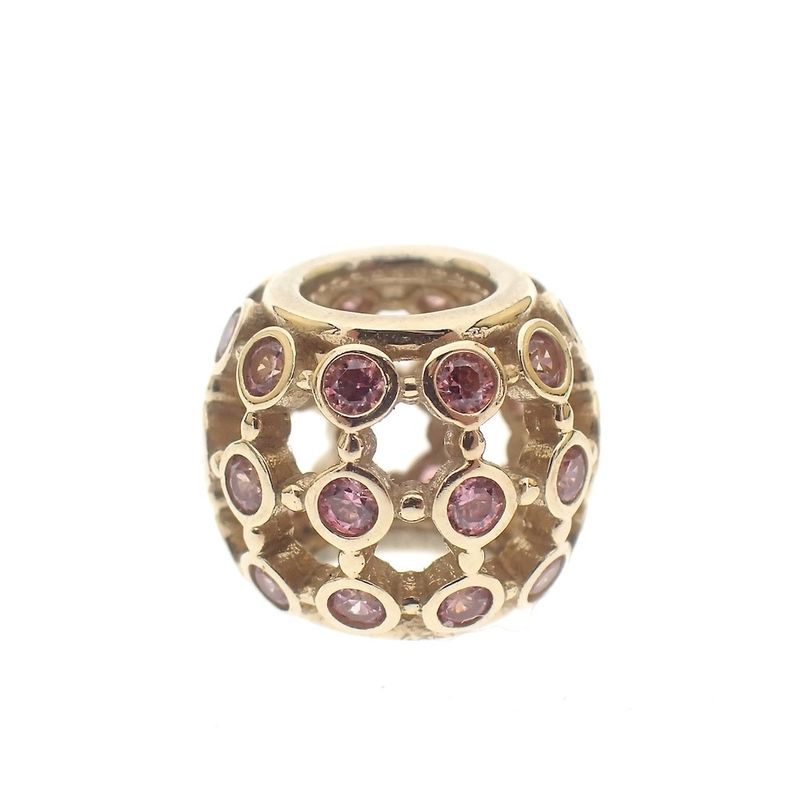Image 3 of Pandora charm; Gold; Pink Stones