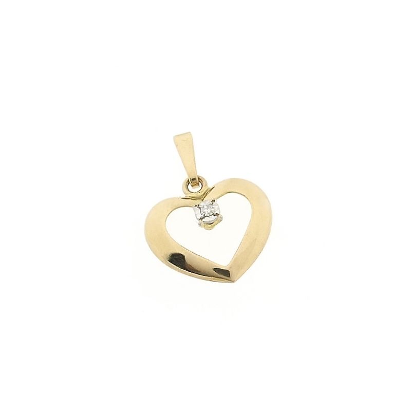 Image 9 of 8K Heart Pendant with Diamond | 0.005 ct.