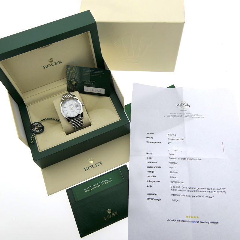 Image 13 of Rolex Datejust 41mm 'White Stick Dial' 126300; Automatic men's watch