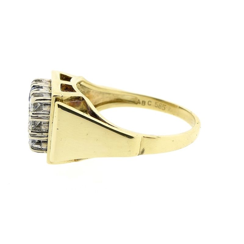 Image 3 of Gold men's ring with diamond and sapphire
