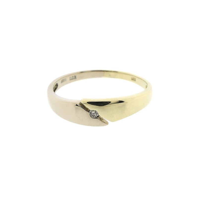 Image 3 of Two-tone gold ring with diamond; 0.02 ct.