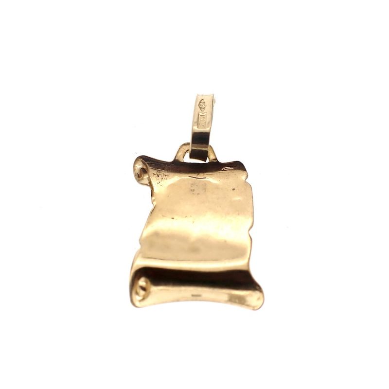 Image 3 of Gold pendant of a scroll with engraving