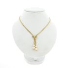 Image 1 of Gold fantasy link necklace with fixed pendant and cultured pearls