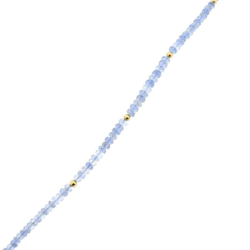 Image 7 of Light blue topaz bead necklace with gold clasp | 45.5 cm