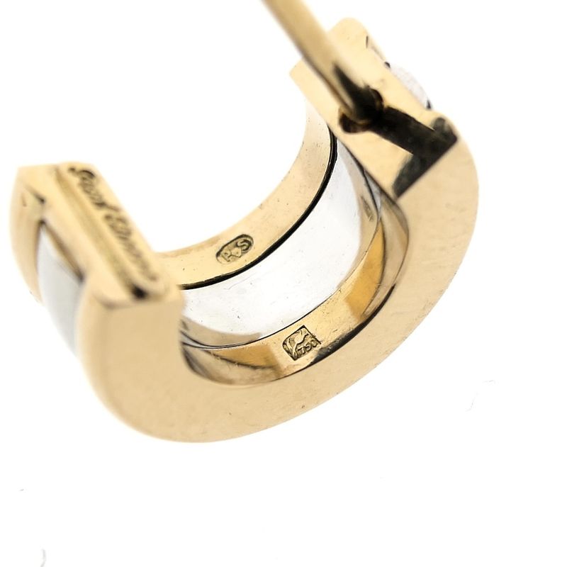 Image 7 of Paul Simons two-tone gold earrings; Half-round