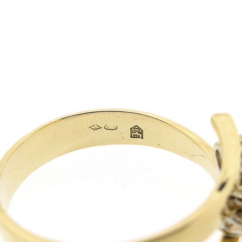 Image 6 of Toi et moi ring with rose cut diamond; 14 karat; size 20