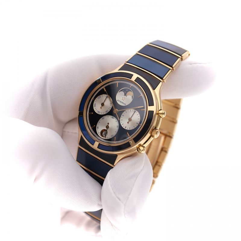 Afbeelding 5 van Eterna Airforce Galaxis Moonphase 850.4386.68; Vintage 18k. Gouden Heren Horloge