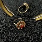 Image 9 of Gold entourage ring with red coral