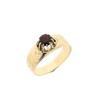 Vintage rose gold solitaire ring with garnet