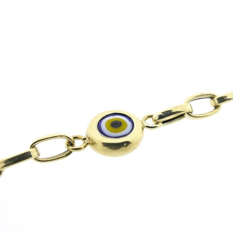 Image 3 of Gold Anchor-Link Bracelet with Nazar Eye