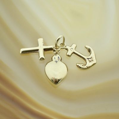 Image 2 of Gold pendant; Faith, hope and love