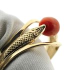 Image 3 of 18 ct. Vintage gold ring of sturgeon with red coral