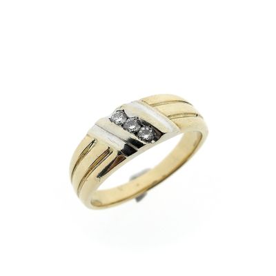 Image 1 of Two-tone gold fantasy ring with 0.21 ct diamond.
