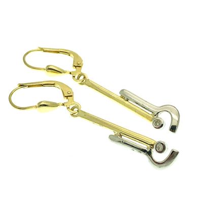 Image 1 of Two-tone gold fantasy earrings with 0.02 ct diamond.