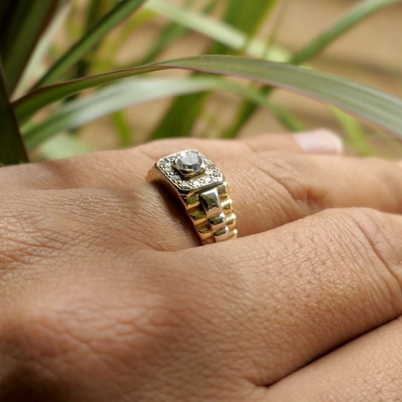 Image 10 of Two-tone gold Rolex president band ring with diamond | 0.45 ct.