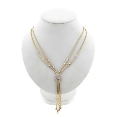 Afbeelding 1 van Tricolor gouden schakelketting met zirconia